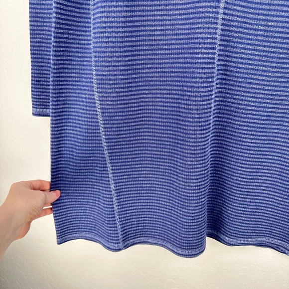 J.Jill Short Dress Womens S Blue Striped Knit Long Sleeve Round Neck Textured - Picture 4 of 7